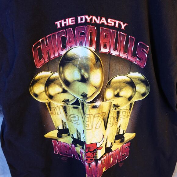 Vintage Chicago Bulls Shirt Mens Large Black NBA Champions Dynasty 90s Starter - Picture 2 of 9